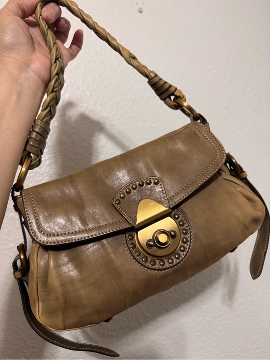 Francesco Biasia Handbags - Francesco Biasia Tan Leather Shoulder Bag with Braided Handle
